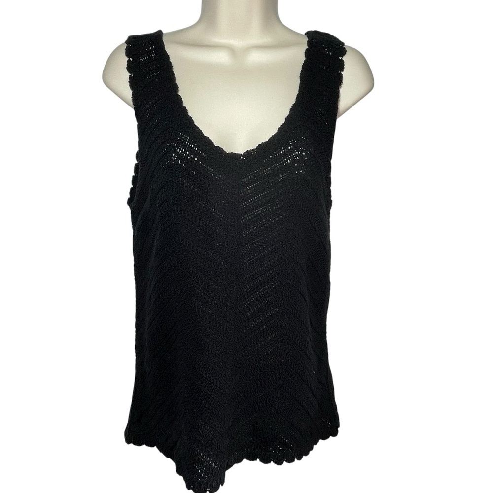 Hiatus black knit tank sweater top shell sz M